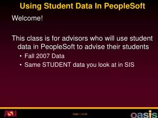 Using Student Data In PeopleSoft
