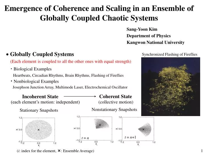 emergence of coherence and scaling in an ensemble of globally coupled chaotic systems