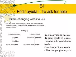 e i pedir ayuda to ask for help