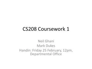 CS208 Coursework 1