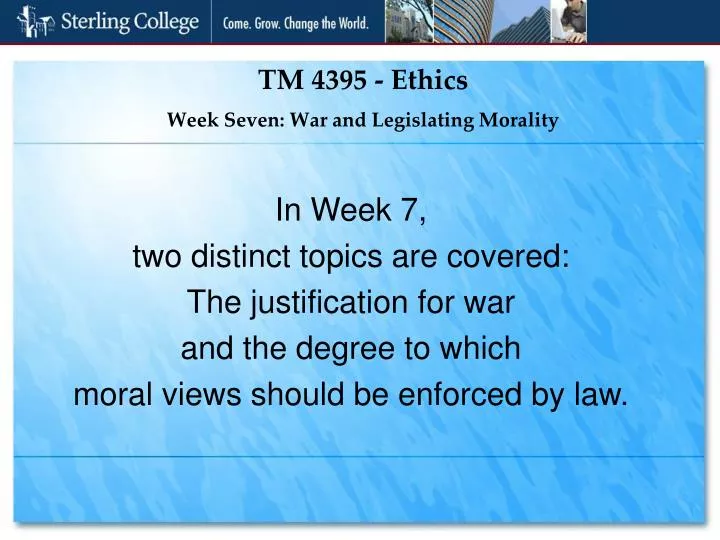 tm 4395 ethics week seven war and legislating morality
