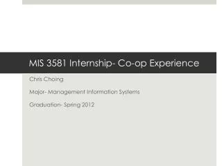 MIS 3581 Internship- Co-op Experience