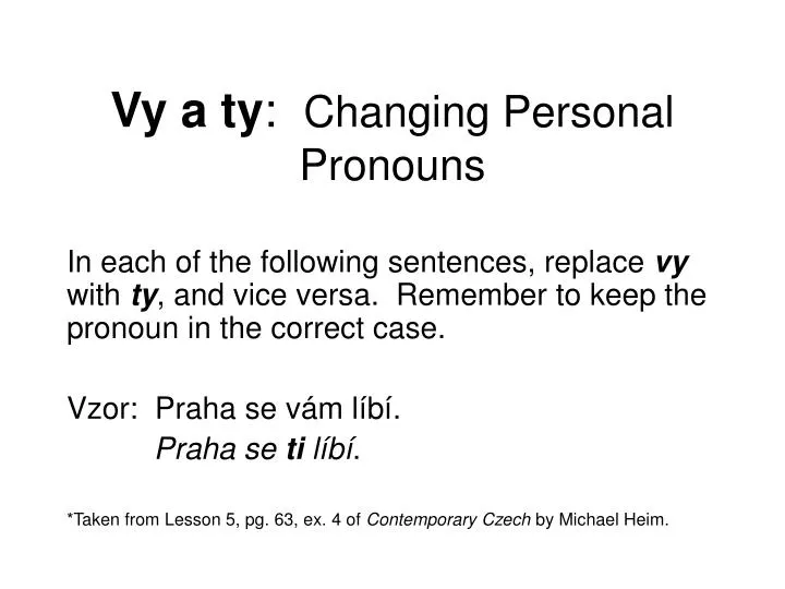 vy a ty changing personal pronouns