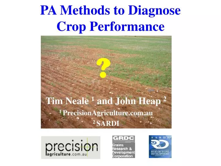 pa methods to diagnose crop performance