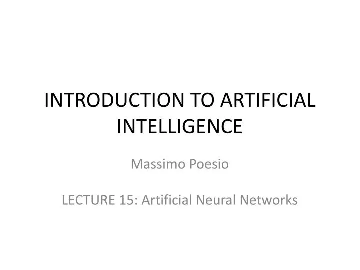 introduction to artificial intelligence