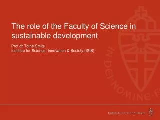 The role of the Faculty of Science in sustainable development