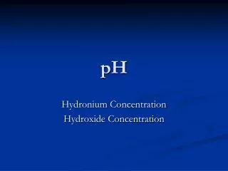 Hydronium Concentration Hydroxide Concentration