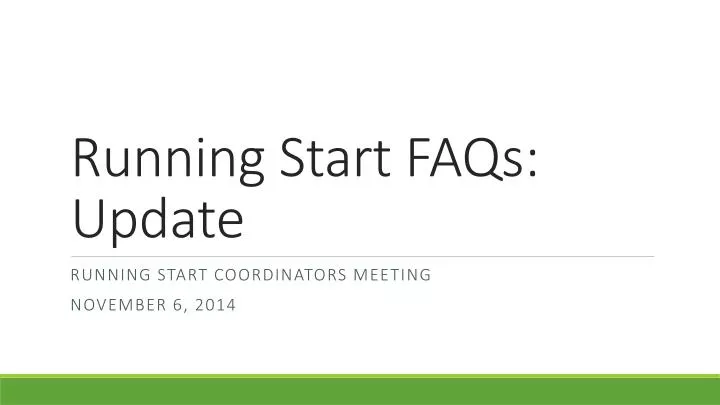 running start faqs update