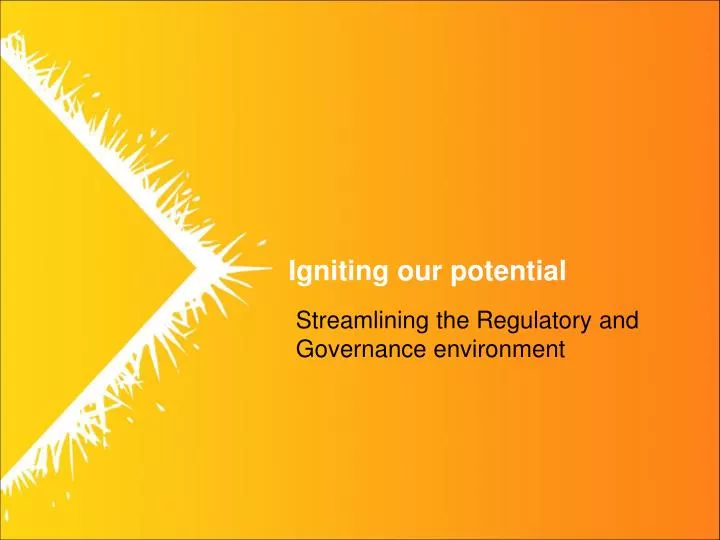 streamlining the regulatory and governance environment