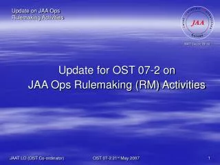 Update for OST 07-2 on JAA Ops Rulemaking (RM) Activities