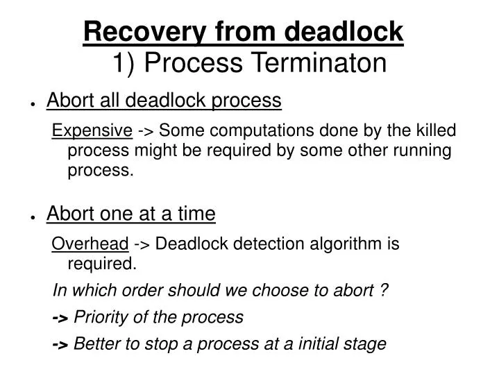 recovery from deadlock 1 process terminaton