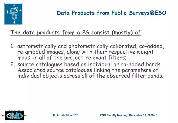 data products from public surveys@eso