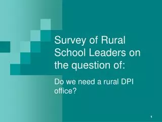 Survey of Rural School Leaders on the question of: