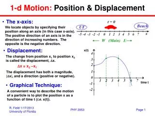 1-d Motion: Position &amp; Displacement