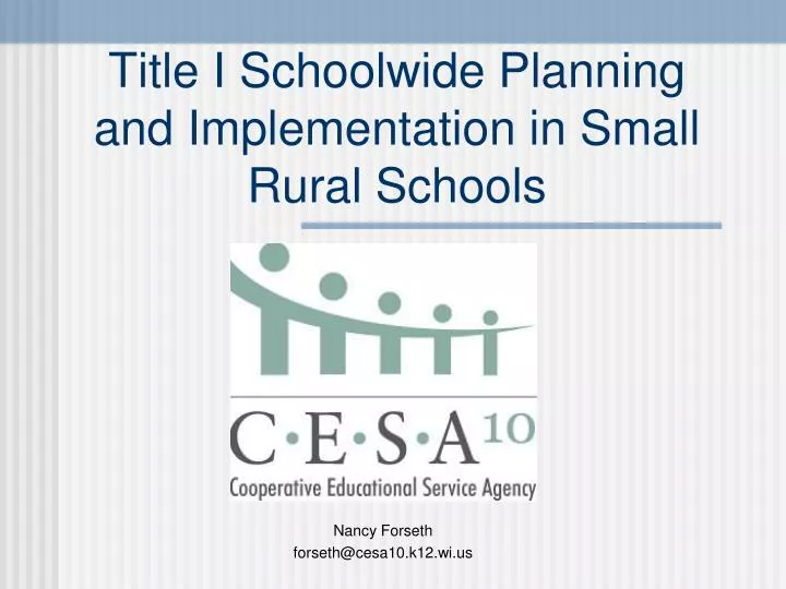 title i schoolwide planning and implementation in small rural schools