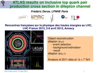 ATLAS results on inclusive top quark pair production cross section in dilepton channel