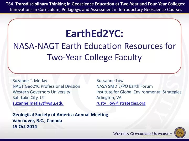 earthed2yc nasa nagt earth education resources for two year college faculty