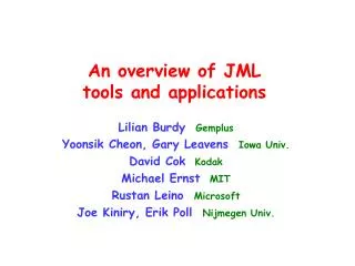 An overview of JML tools and applications