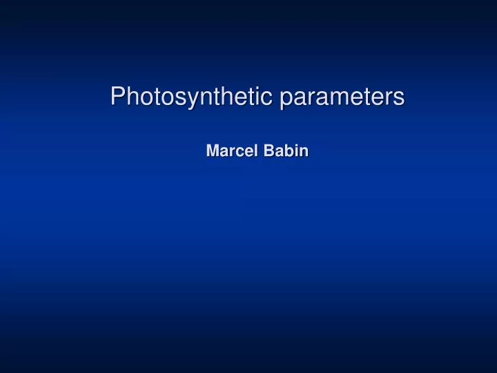 photosynthetic parameters marcel babin