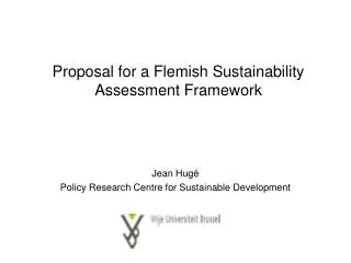 Proposal for a Flemish Sustainability Assessment Framework