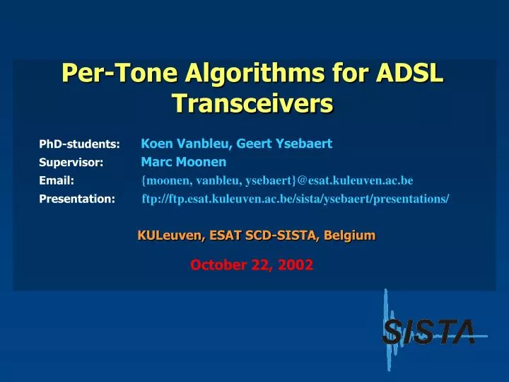 per tone algorithms for adsl transceivers
