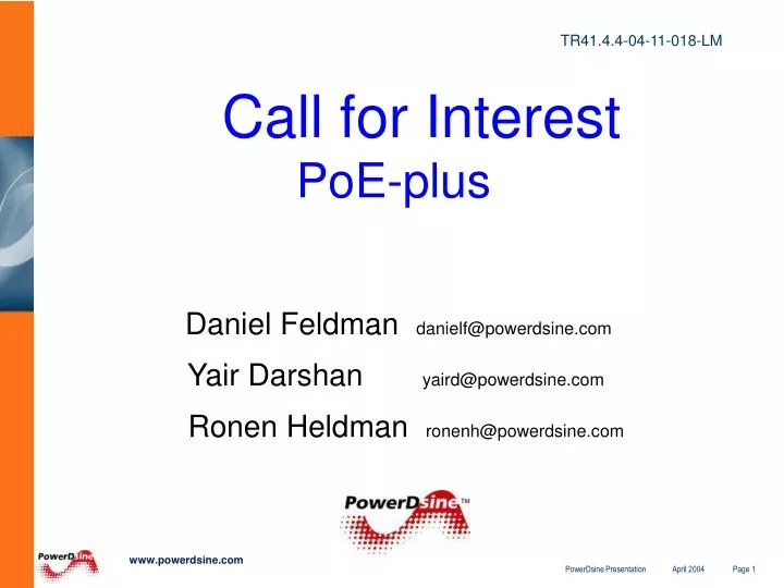 call for interest poe plus