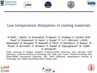 Low temperature dissipation in coating materials