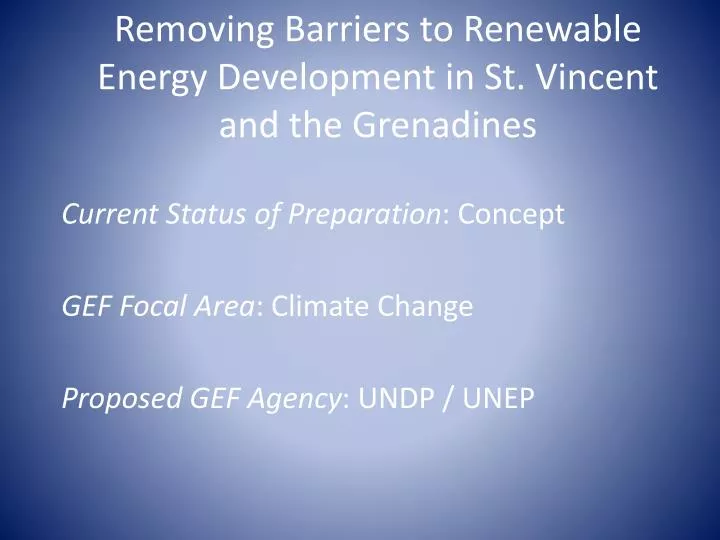 removing barriers to renewable energy development in st vincent and the grenadines