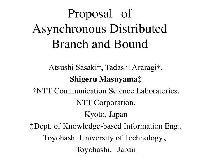 proposal of asynchronous distributed branch and bound