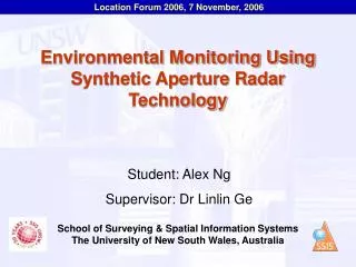 Environmental Monitoring Using Synthetic Aperture Radar Technology