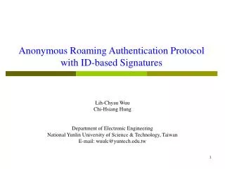 Anonymous Roaming Authentication Protocol with ID-based Signatures