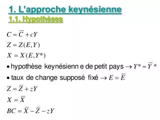 1 l approche keyn sienne 1 1 hypoth ses