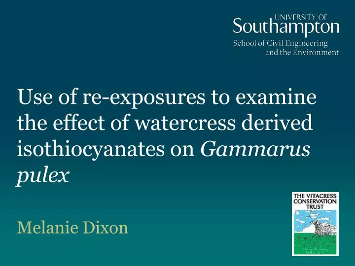 use of re exposures to examine the effect of watercress derived isothiocyanates on gammarus pulex