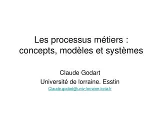 les processus m tiers concepts mod les et syst mes