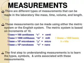 MEASUREMENTS