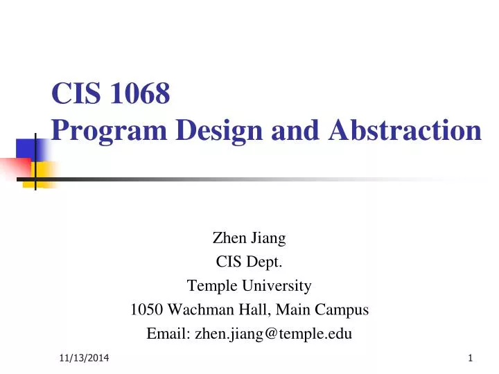 cis 1068 program design and abstraction