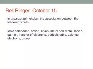 Bell Ringer- October 15
