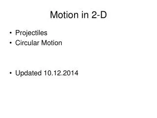 Motion in 2-D