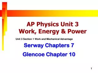 AP Physics Unit 3 Work , Energy &amp; Power