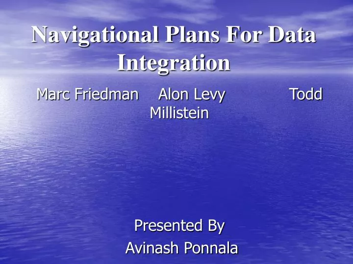 navigational plans for data integration