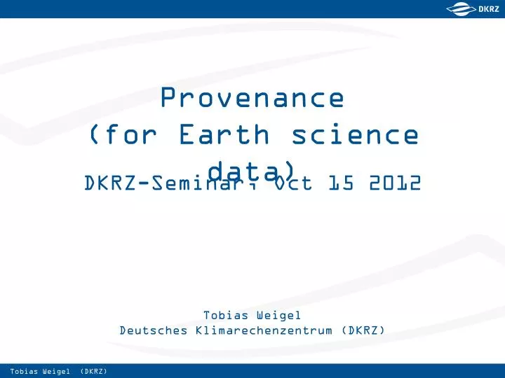provenance for earth science data