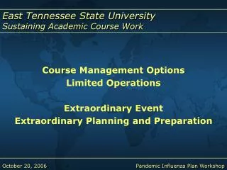 Course Management Options Limited Operations Extraordinary Event