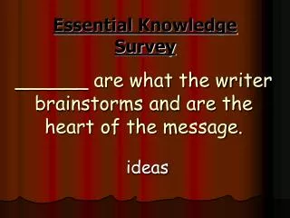 ______ are what the writer brainstorms and are the heart of the message.