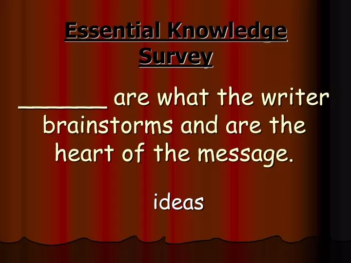 are what the writer brainstorms and are the heart of the message