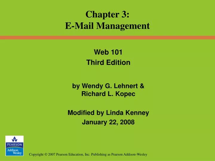 web 101 third edition by wendy g lehnert richard l kopec modified by linda kenney january 22 2008