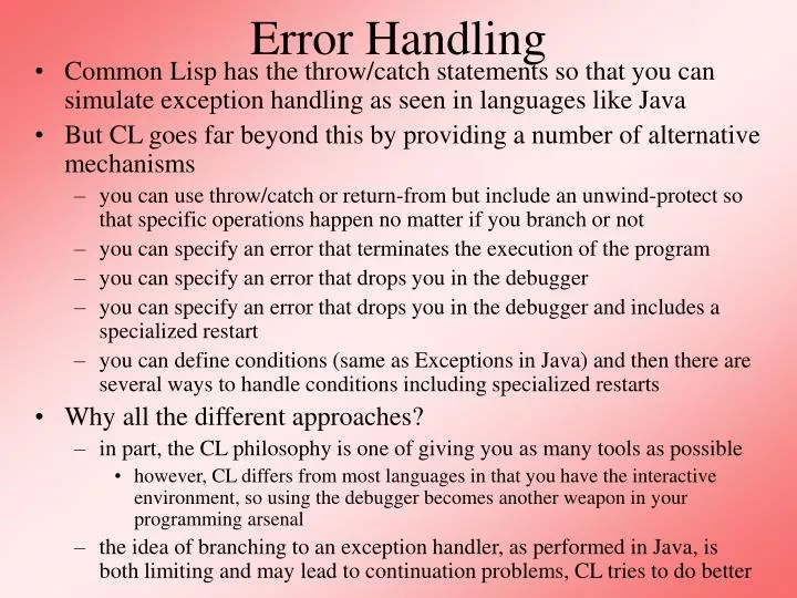error handling