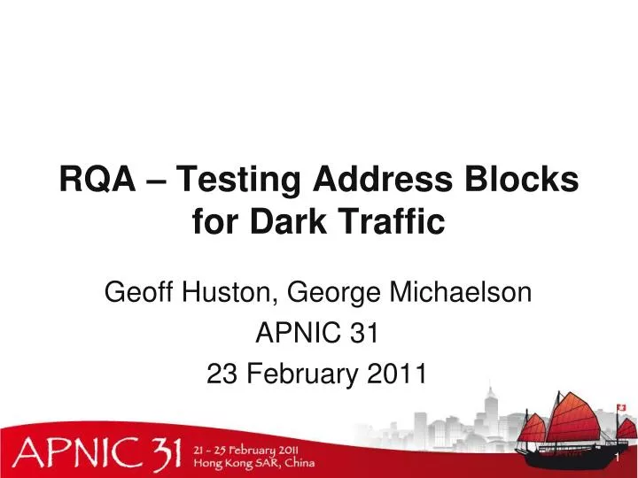 rqa testing address blocks for dark traffic