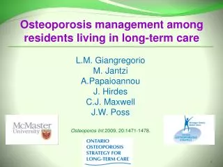 Osteoporosis management among residents living in long-term care
