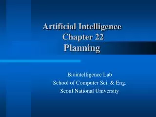 Artificial Intelligence Chapter 22 Planning