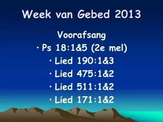 week van gebed 2013